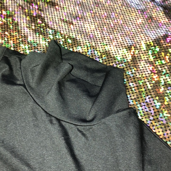 Nwot Midnight Black In & Out Sexy Mock Neck Dress - Picture 8 of 15